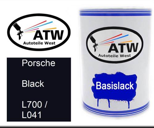Porsche, Black, L700 / L041: 500ml Lackdose, von ATW Autoteile West.